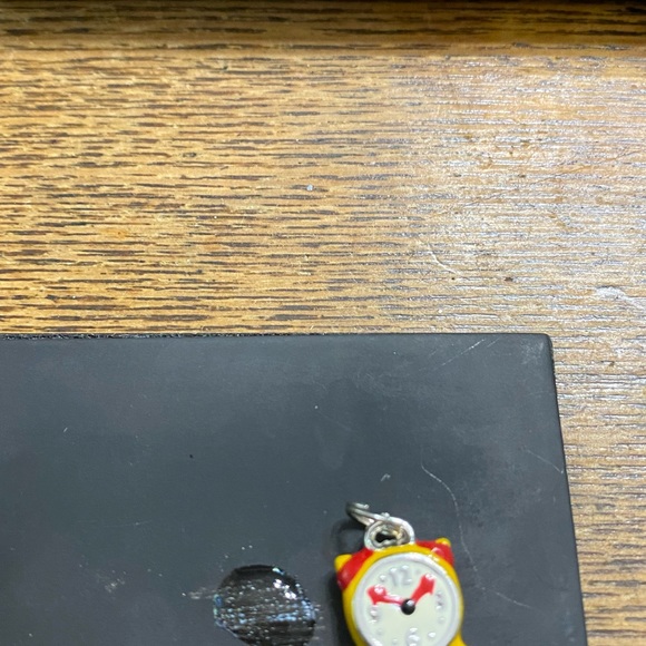 Vintage Sterling Enamel 2 Sided Clock Charm - Picture 4 of 5